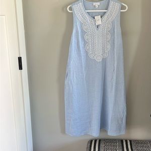 Blue linen tank dress